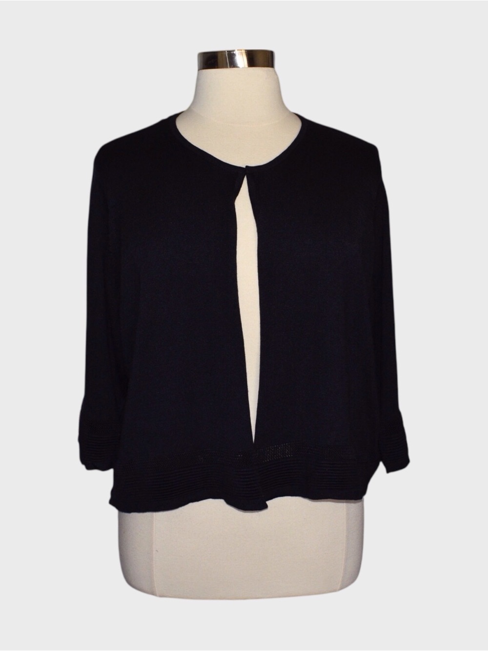 Ulla Popken Navy Open Front Knit Cardigan